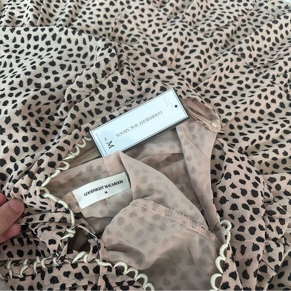 Hello Molly Size M Goodnight Macaroon Plans Tonight Leopard Lace Up Tiered Dress - Picture 7 of 12